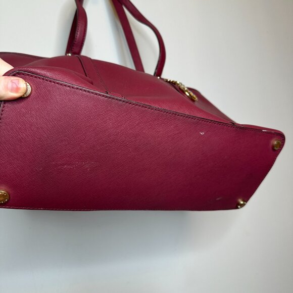 Michael Kors Sady Medium Saffiano Leather Tote Bag Dark Red - Picture 3 of 5
